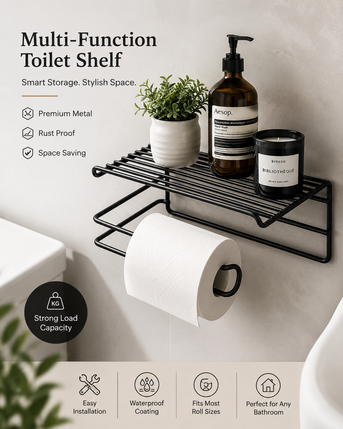 Self Adhesive Toilet Paper Holder/Tissue Paper Roll.
