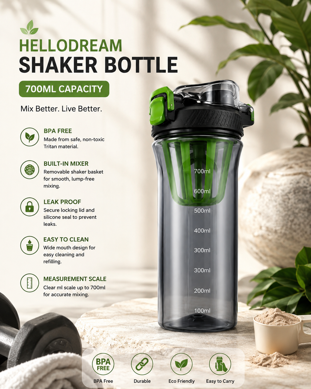 Premium Protein Shaker Bottle for Gym