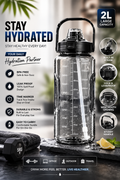 2L Motivational Water Bottle with Straw & Handle