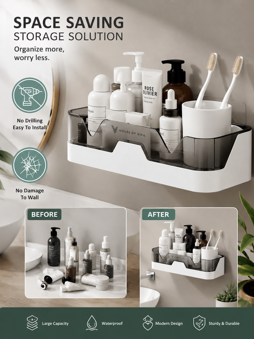 2 Pc/ Wall Mounted Self-adhesive Bathroom Shelf